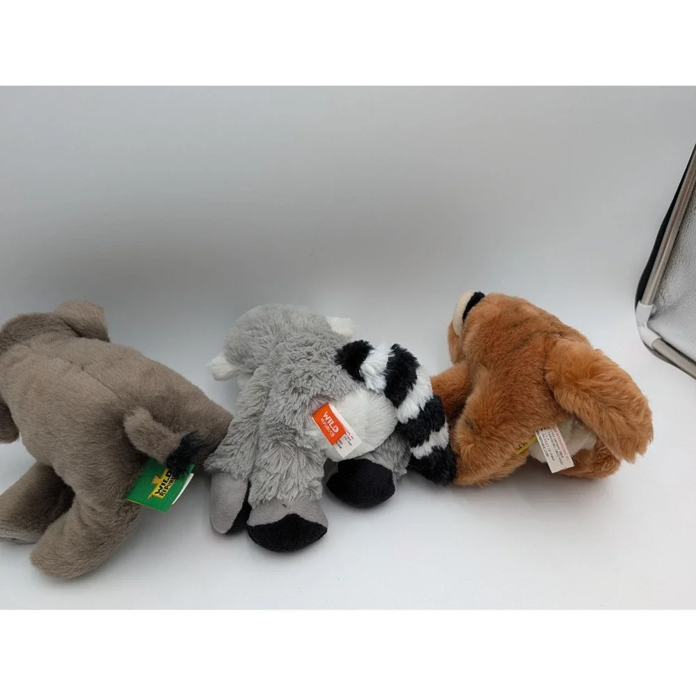 Wild Republic Plush Lot Elephant Lemur Tiger Safari Zoo Stuffed Animal Toy